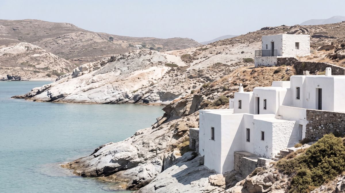 The coast of Naxos, Aegean Greece — the world of this floor